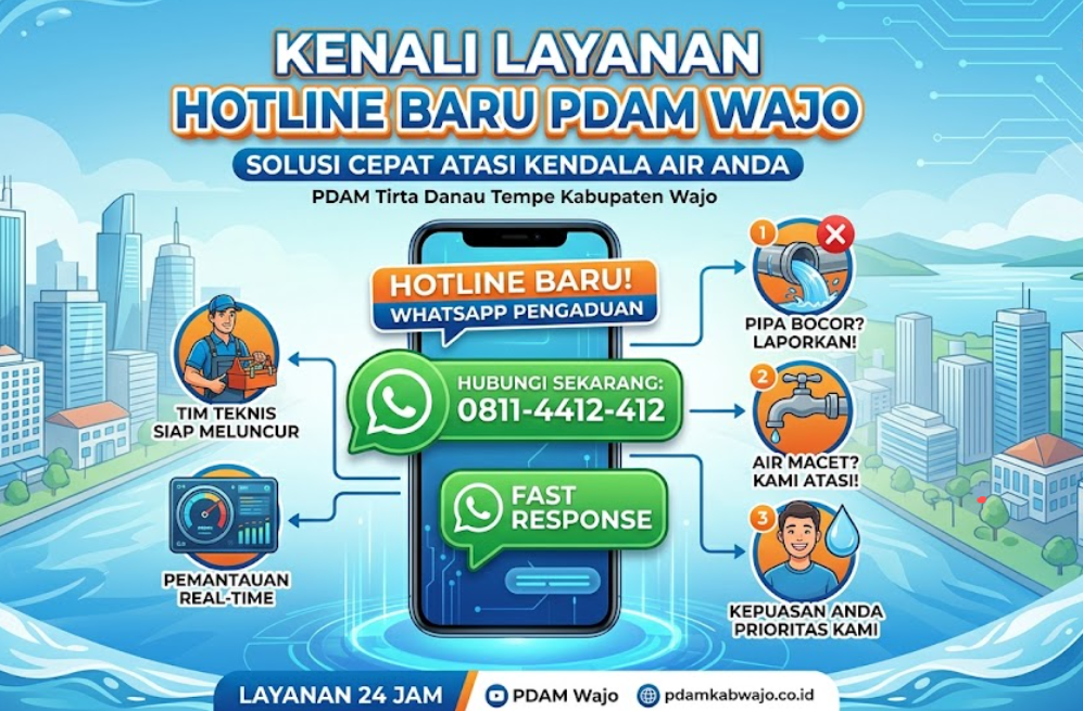 Hotline,PDAM Wajo,Layanan Pengaduan,WhatsApp